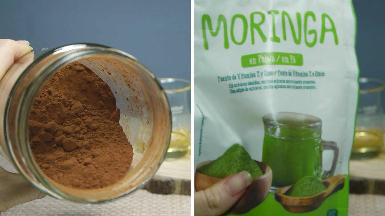 cacao y moringa en polvo