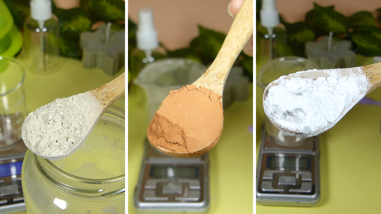 arcilla blanca, arcilla roja y almidon de arroz